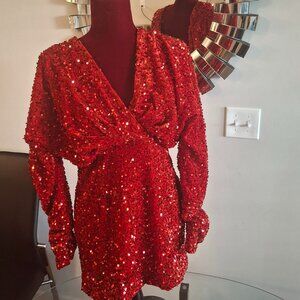 Red Mini Sequin Showstopper Dress